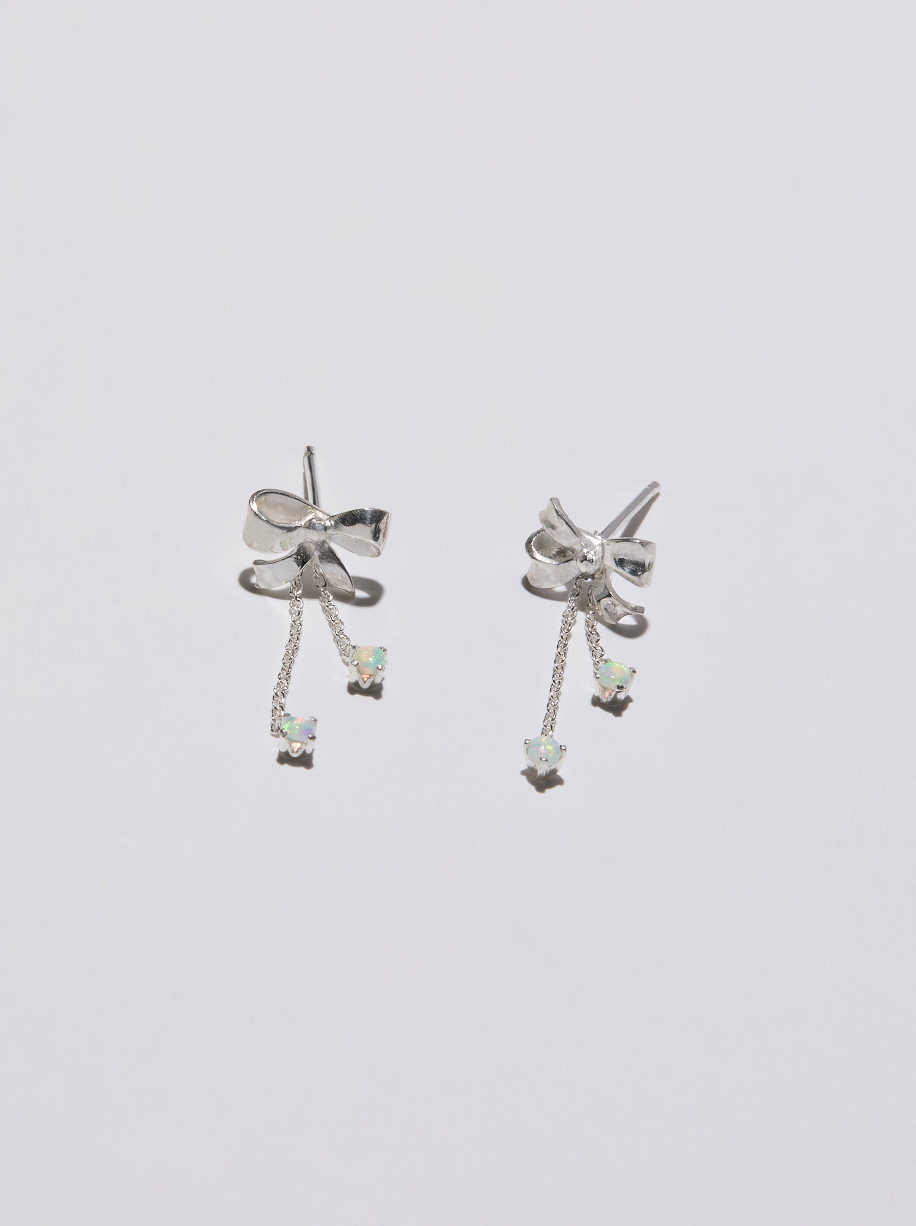 Opal Bow Drop Earrings