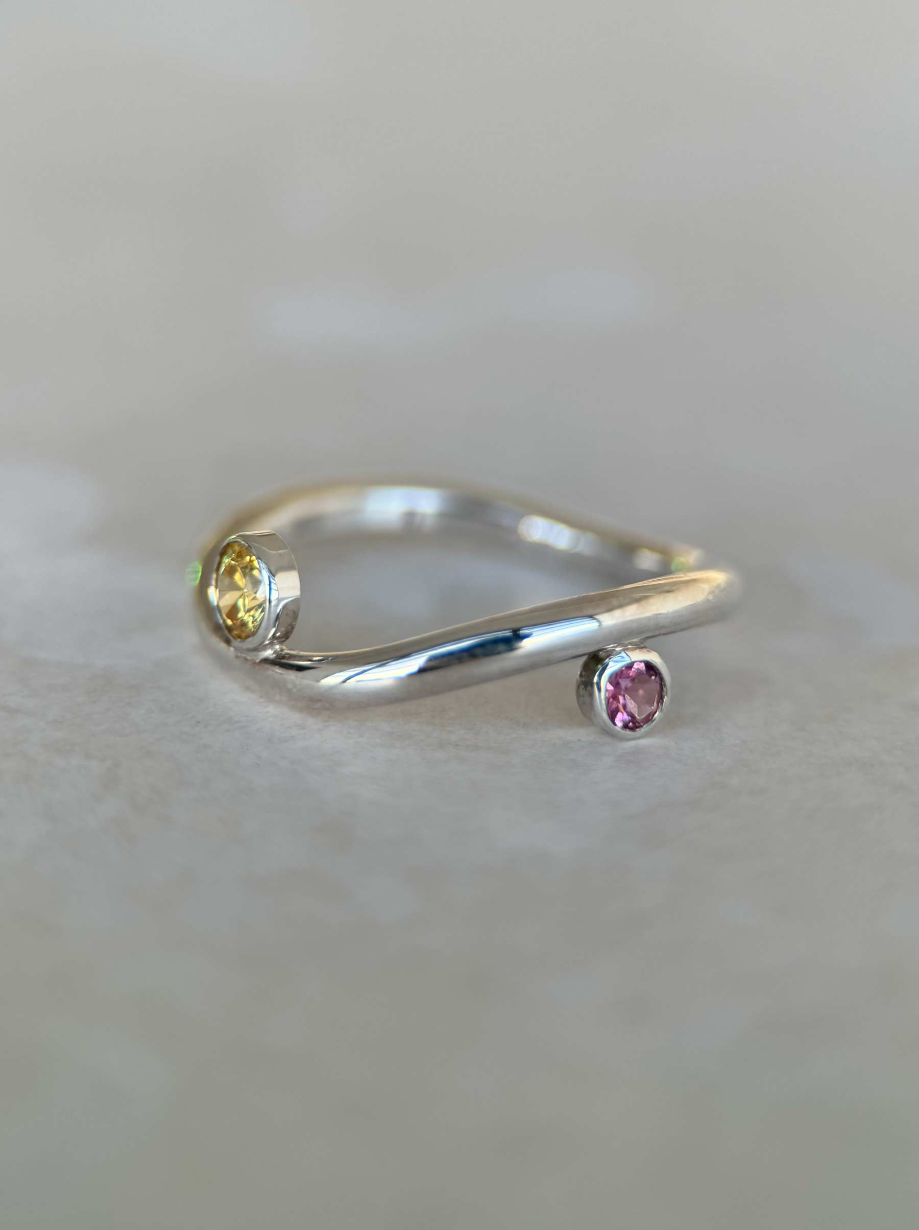 Wave band with Sapphires  - sterling silver